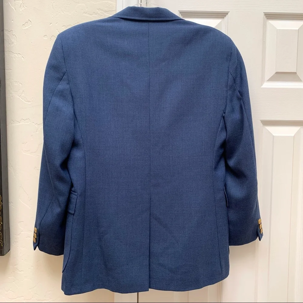 Vintage 70s 80s Dusty Blue Blazer Gold Buttons Retro Mad Men Grandpacore 38S